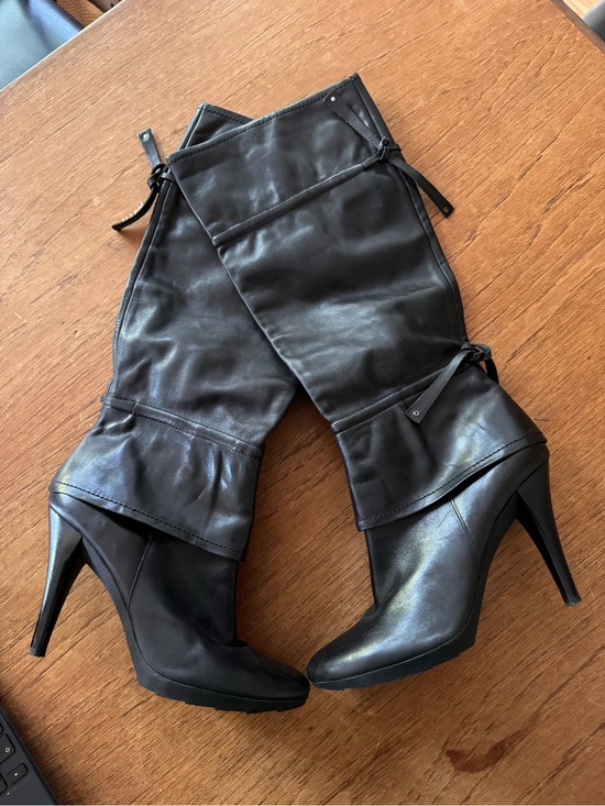 Nine West Shoes - Nine West Black Leather Knee-High Pull-On high heel Boots 9M